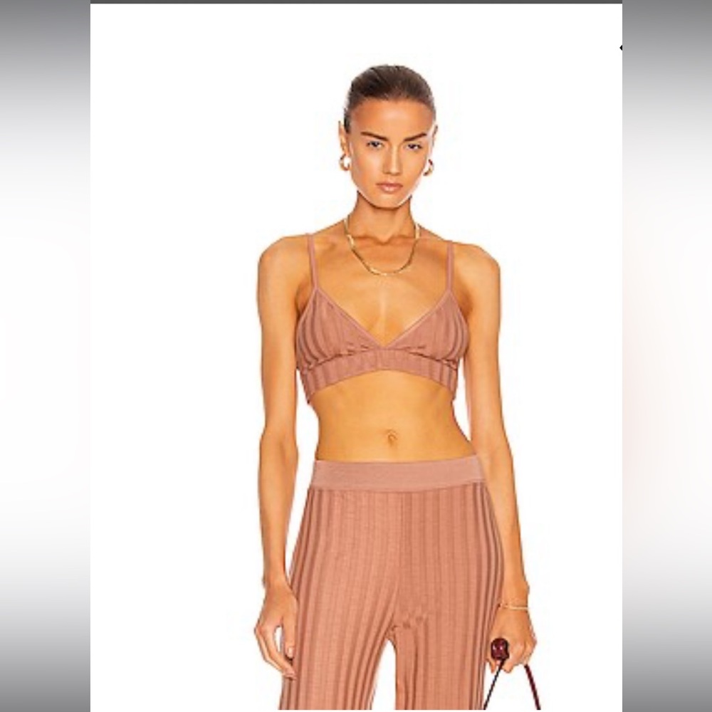 NWT JONATHAN SIMKHAI STANDARD 
Rikki Rib Triangle Bralette in Teak